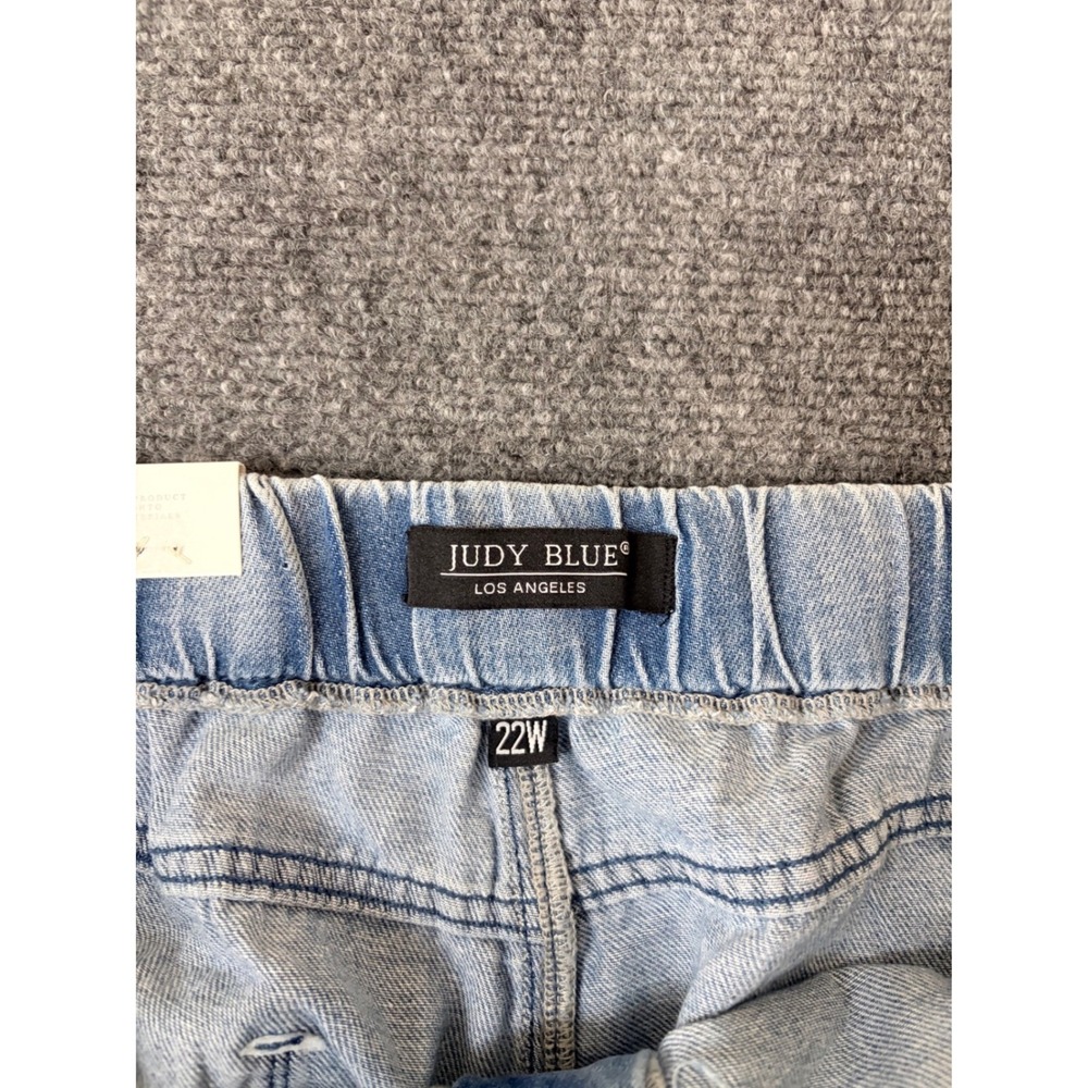 Judy Blue High Waist Wide Leg Jeans 22W Light Wash Pull On Drawstring JB881005 - Picture 3 of 11
